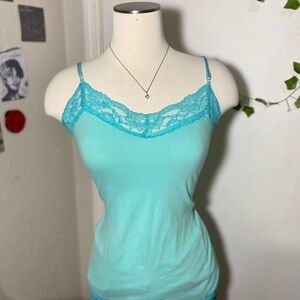 Y2K Vintage Bozzolo Turquoise Lace Camisole